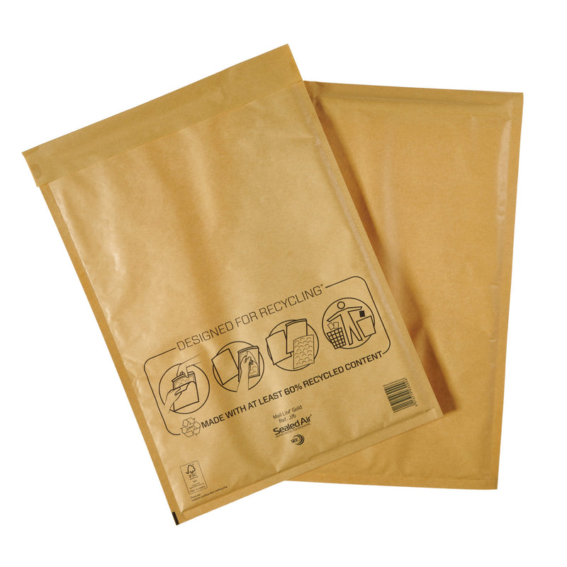 Mail Lite Size J/6 Gold Padded Envelopes - 300 x 440mm (1 Box of 50)