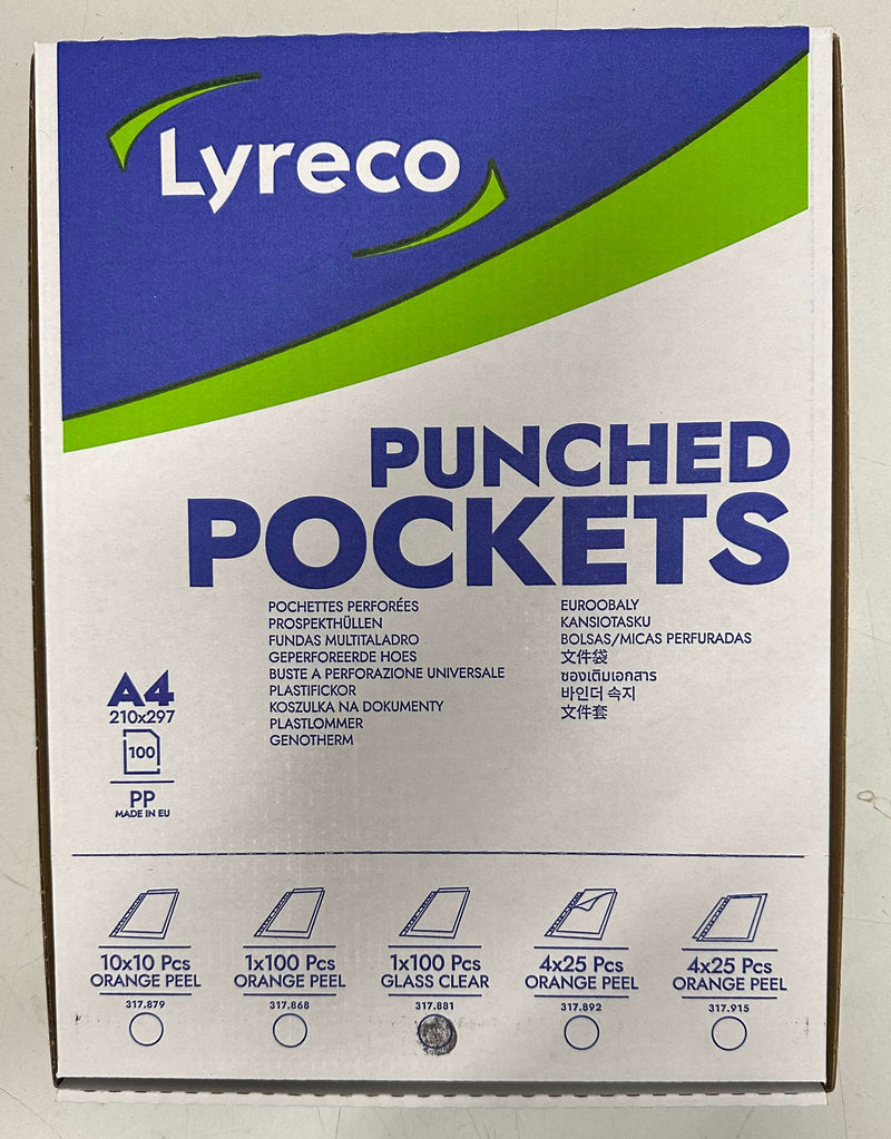 A4 Punched Pockets 80 Microns - GLASS CLEAR