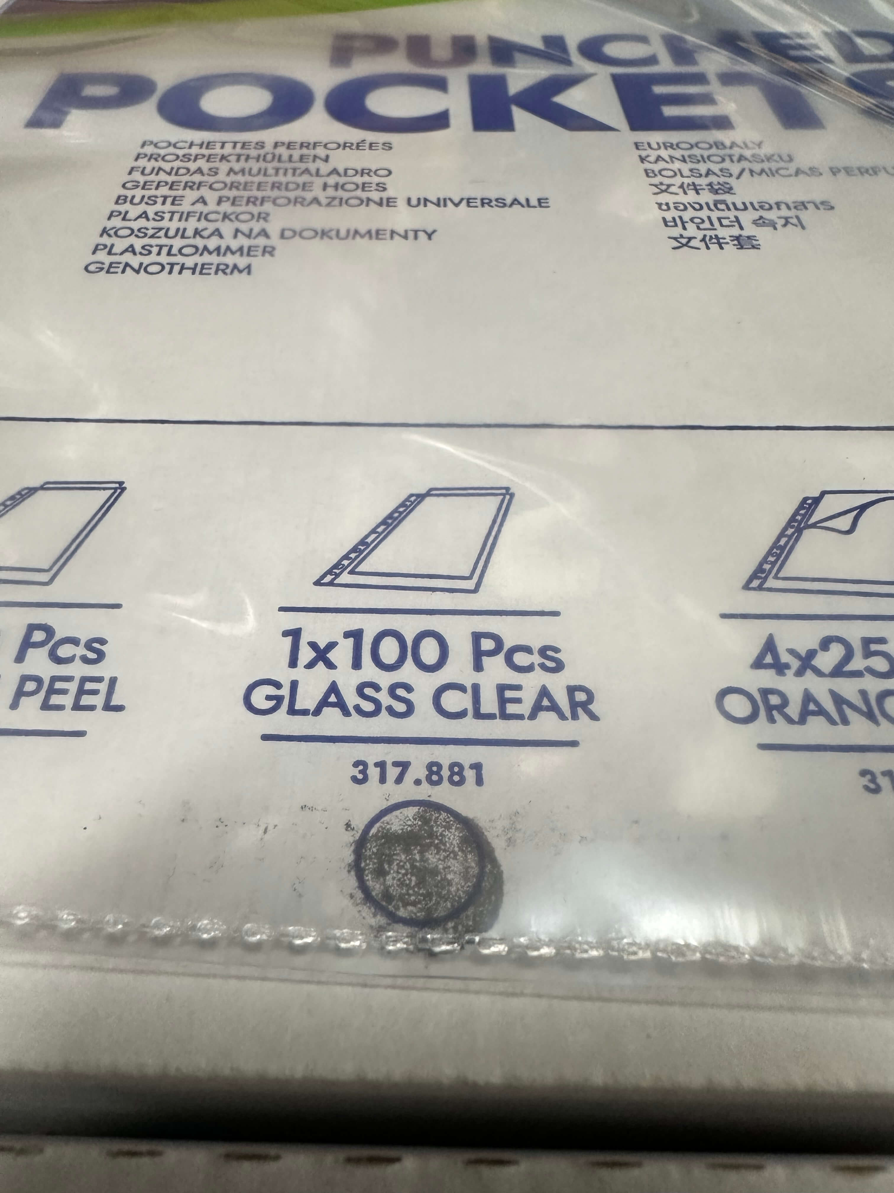 A4 Punched Pockets 80 Microns - GLASS CLEAR