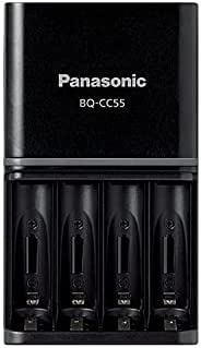 Panasonic Eneloop Pro BQ-CC55 Charger with UK 3-Pin Plug and 4 AA x 2500 mAh Rechargeable Batteries Black K-KJ55HCD40U