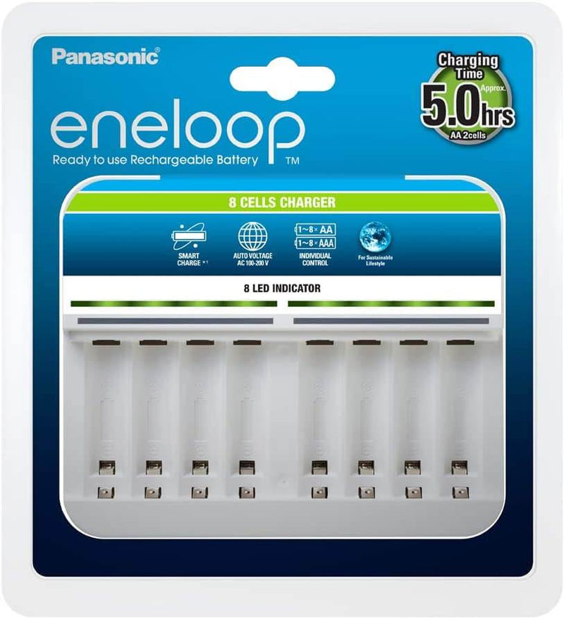 Panasonic Eneloop Intelligent Premium Charger BQ-CC63U for up to 8 NI-MH Batteries AA/AAA White