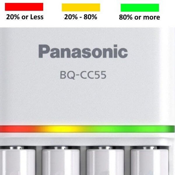 Panasonic Eneloop BQ-CC55 Charger with UK 3-Pin Plug and 4 AA x 1900 mAh Rechargeable Batteries White K-KJ51MCC40U